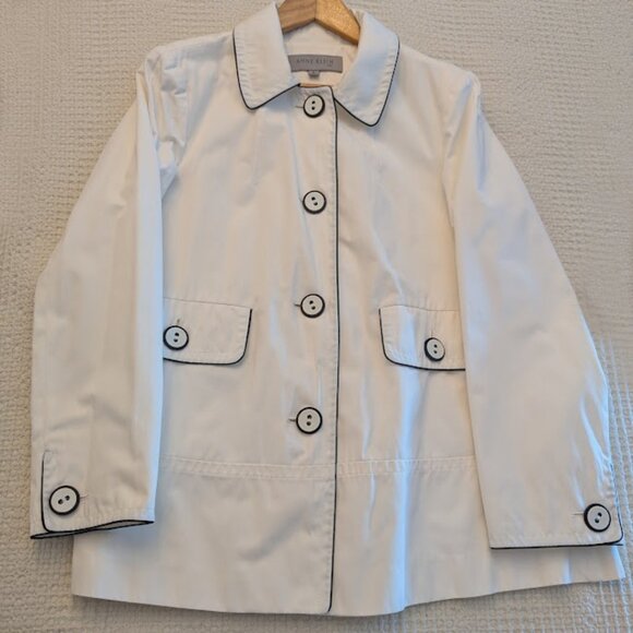 Anne Klein Waterproof White Cropped A-Line Coat - Picture 4 of 12